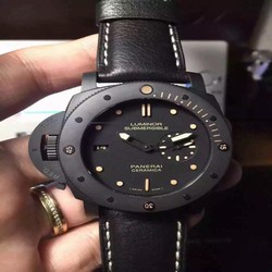 Panerai Luminor Submersible 1950 Pam 607 V6F Factory 1:1 Best Edition, 47MM, Ceramic, Rotating Bezel, Black Dial, Black Leather Strap, SWISS P9000 Automatic Movement